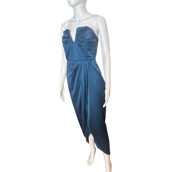 NWT Yumi Kim Bombshell Silk Strapless Maxi Dress Blue Tulip Hem Sweetheart Sz XS - Picture 12 of 16